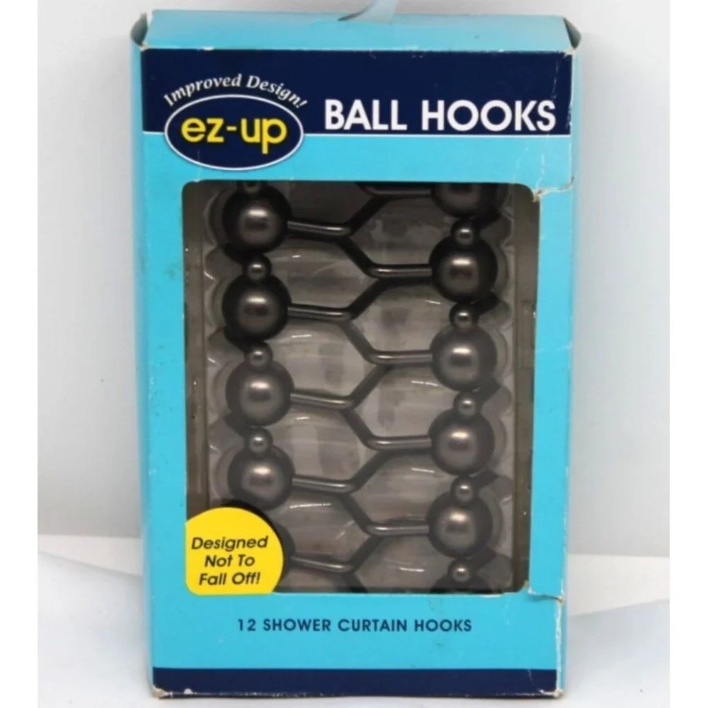 EZ-UP Metal Ball Shower Curtain Bronze Hook Rings Set of 12 NEW IN BOX